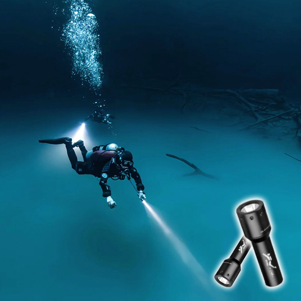 Diving Series | T6 Ultra-Light Mini Underwater High-Power Flashlight, 100m Waterproof, Maximum Beam Distance 200m-500m