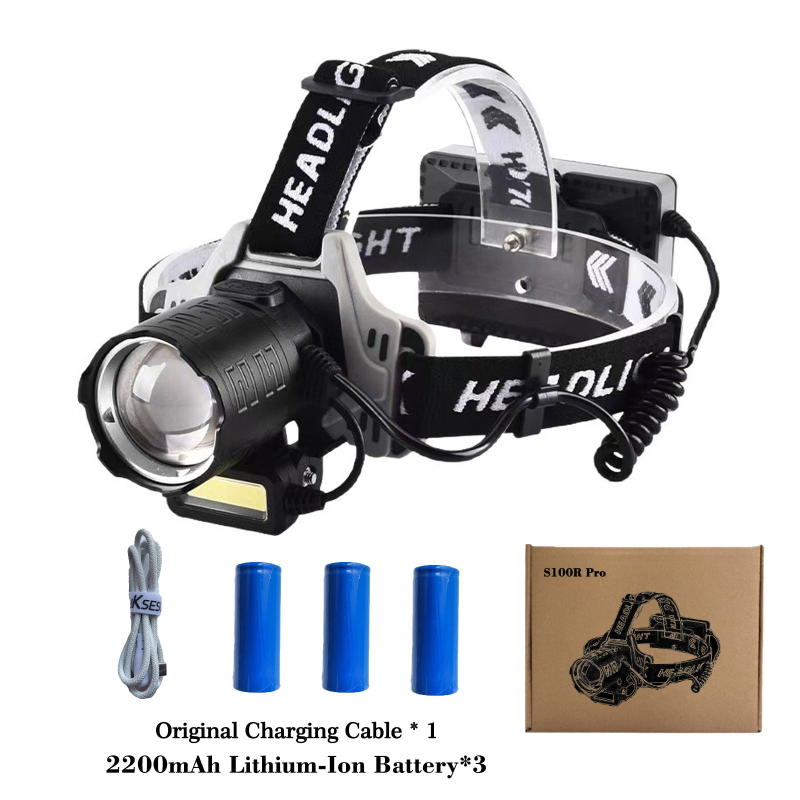 S100R PRO Multifunctional Head-mounted Zoomable Floodlight with 6600mAh Ultra-long Battery Life